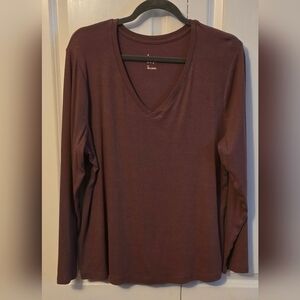 A New Day Women's size 1X  Mauve Long Sleeve Shirt Plus Ribbed Cotton Blend Top